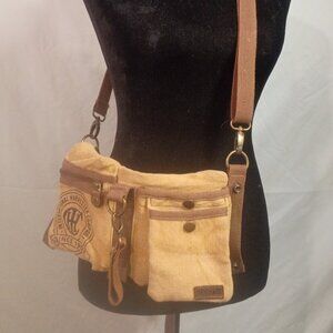SELINA VAUGHN STUDIOS Rustic International Harvestor Feed Sack Crossbody Bag
